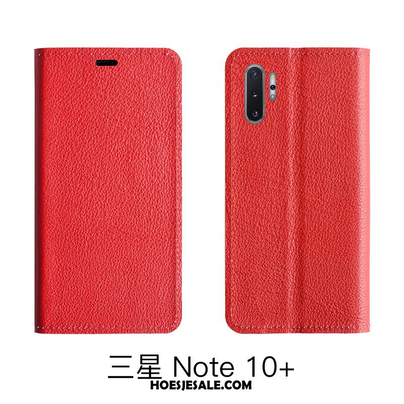 Samsung Galaxy Note 10 Lite Hoesje Patroon Soort Aziatische Vrucht Bescherming Echt Leer Rood Goedkoop