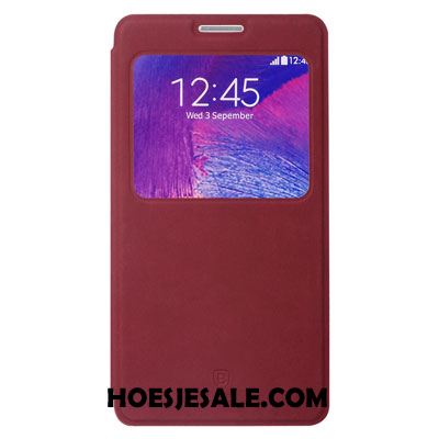 Samsung Galaxy Note 4 Hoesje Hoes Blauw Ster Bescherming Leren Etui Online