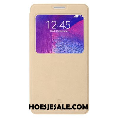 Samsung Galaxy Note 4 Hoesje Hoes Blauw Ster Bescherming Leren Etui Online