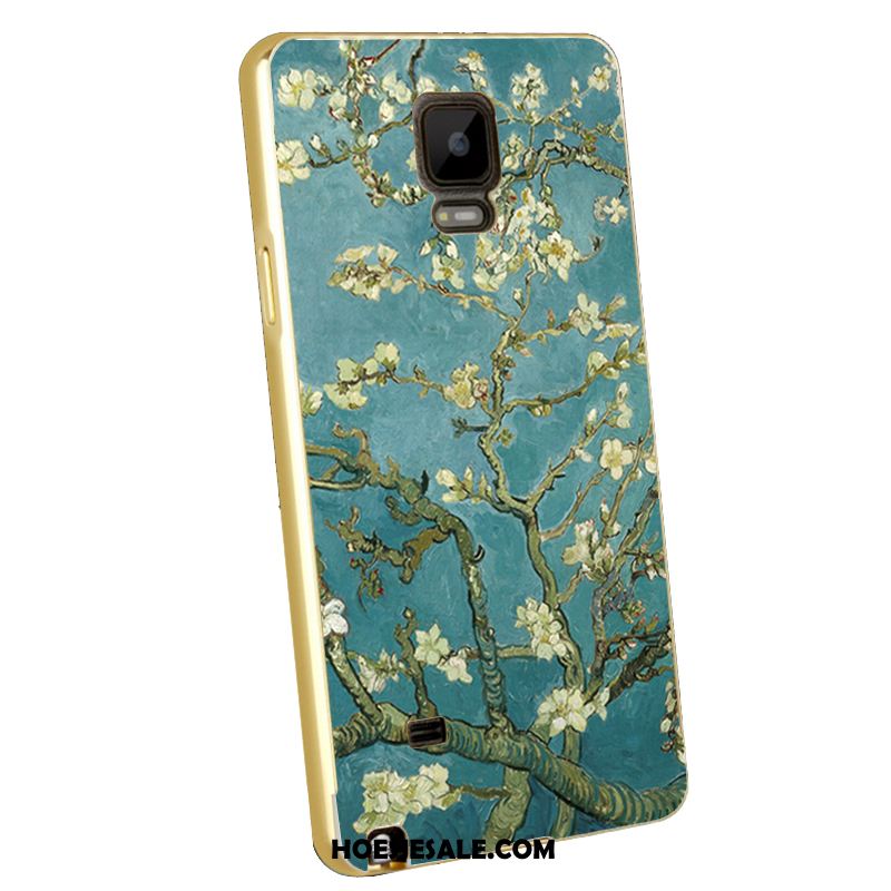 Samsung Galaxy Note 4 Hoesje Metaal Bescherming Plating Omlijsting Blauw