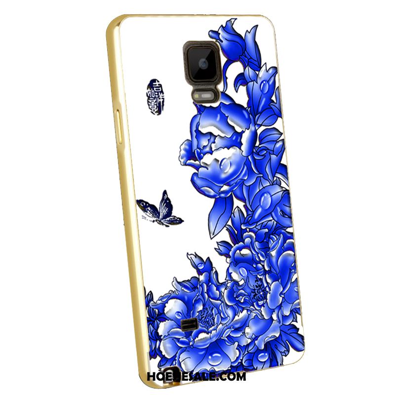 Samsung Galaxy Note 4 Hoesje Metaal Bescherming Plating Omlijsting Blauw