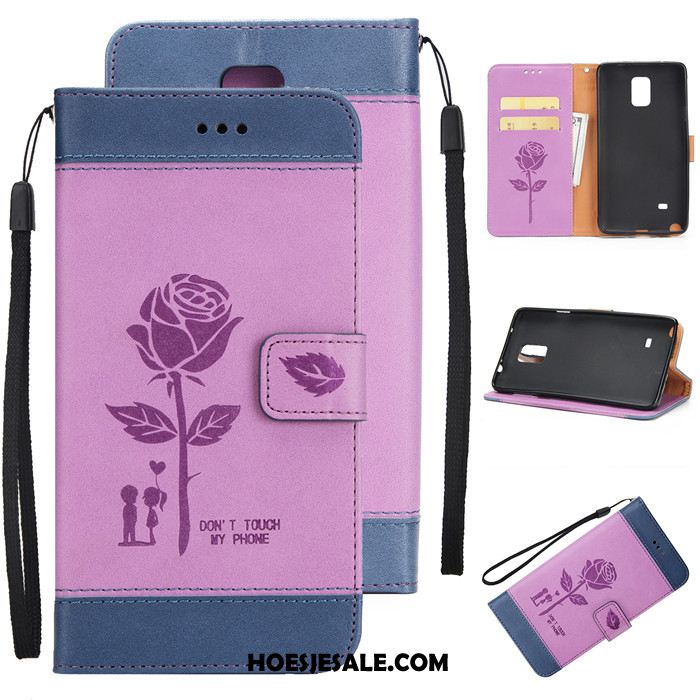 Samsung Galaxy Note 4 Hoesje Trend Luxe Bescherming Purper Leren Etui Sale