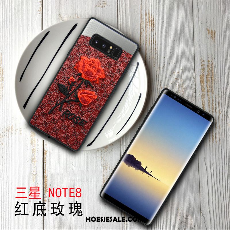 Samsung Galaxy Note 8 Hoesje Bloemen Mobiele Telefoon Scheppend Anti-fall Roze Korting