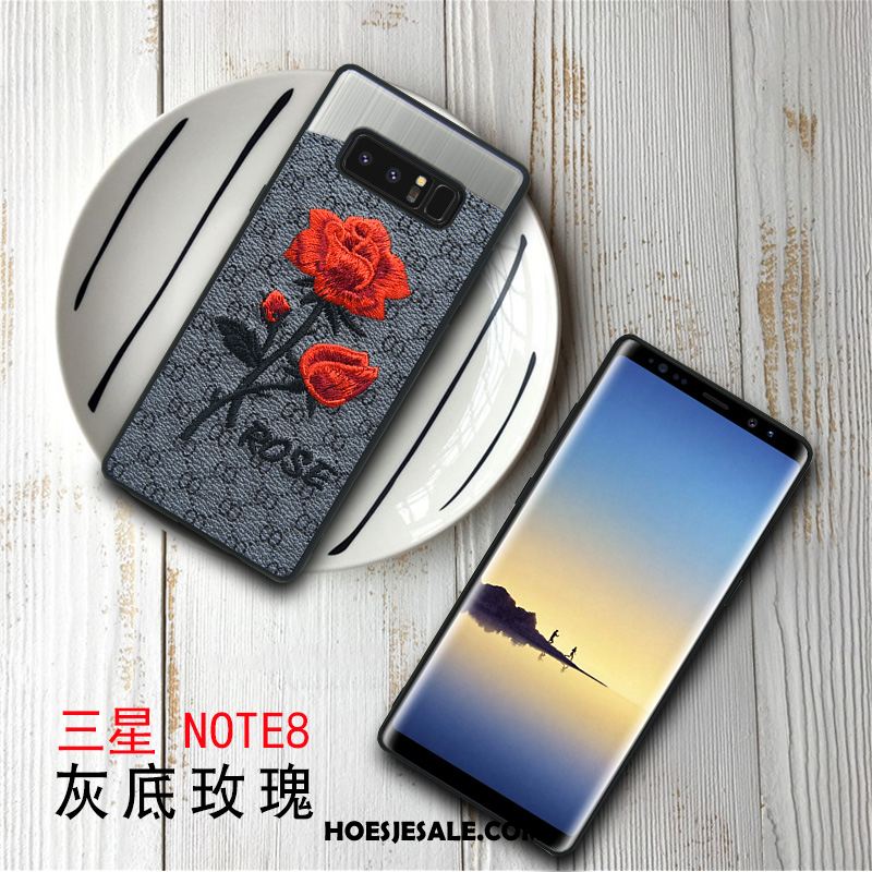 Samsung Galaxy Note 8 Hoesje Bloemen Mobiele Telefoon Scheppend Anti-fall Roze Korting