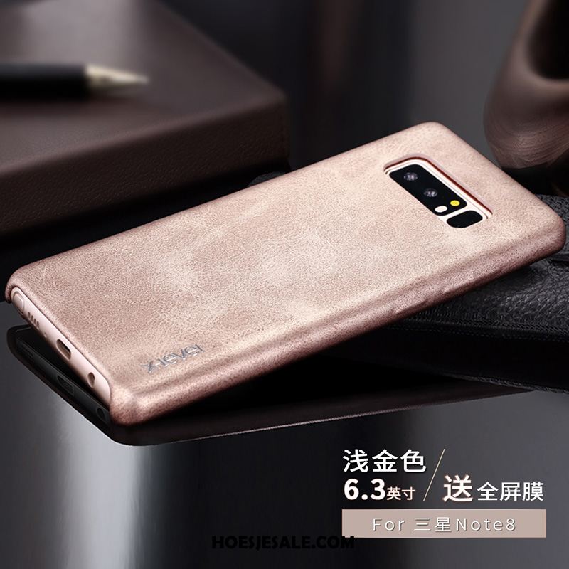 Samsung Galaxy Note 8 Hoesje Goud Bescherming Dun Ster Leren Etui Sale