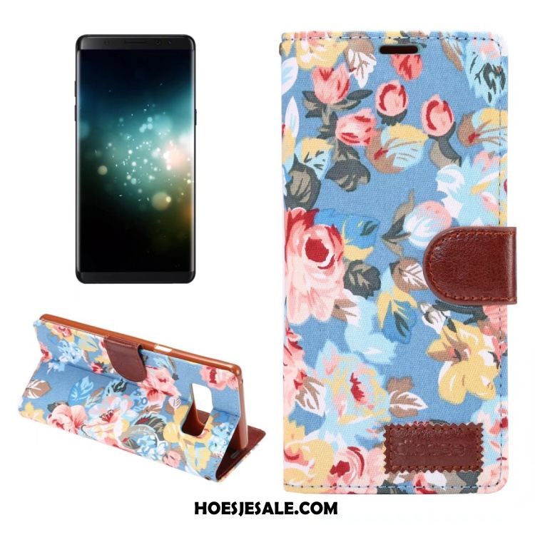 Samsung Galaxy Note 8 Hoesje Portemonnee Leren Etui Doek Blauw Folio Kopen