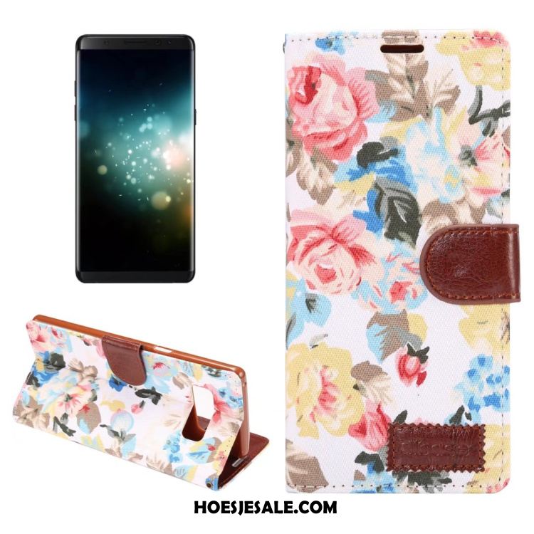 Samsung Galaxy Note 8 Hoesje Portemonnee Leren Etui Doek Blauw Folio Kopen