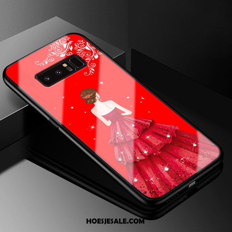 Samsung Galaxy Note 8 Hoesje Rood Bescherming Ster Glas Gazen Goedkoop