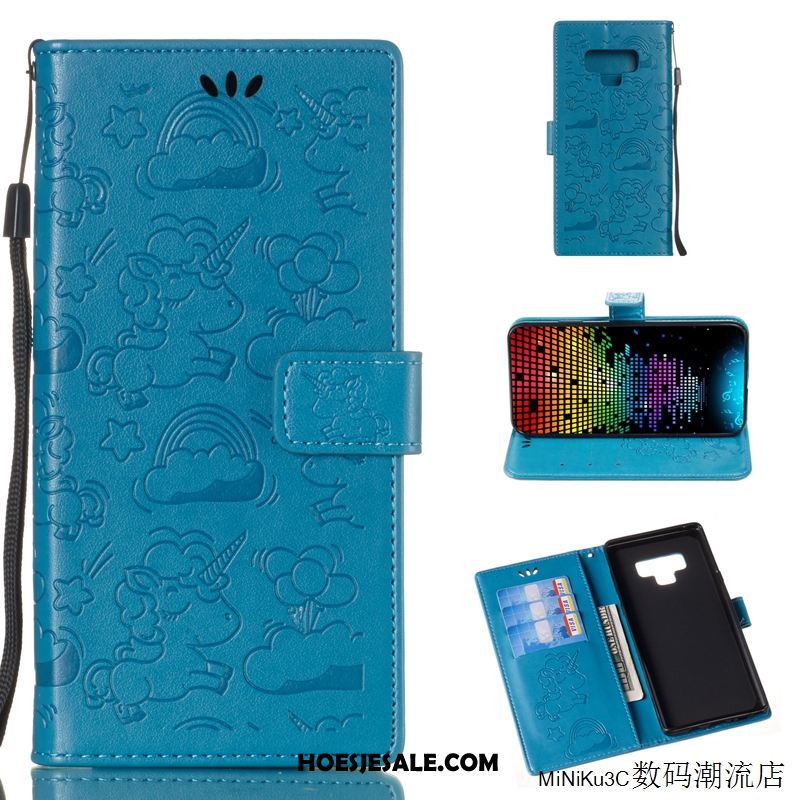 Samsung Galaxy Note 9 Hoesje Blauw Zacht Kaart Folio Ster Kopen