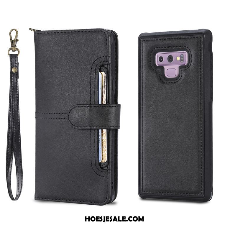 Samsung Galaxy Note 9 Hoesje Wijnrood Leren Etui Bescherming Folio Hoes