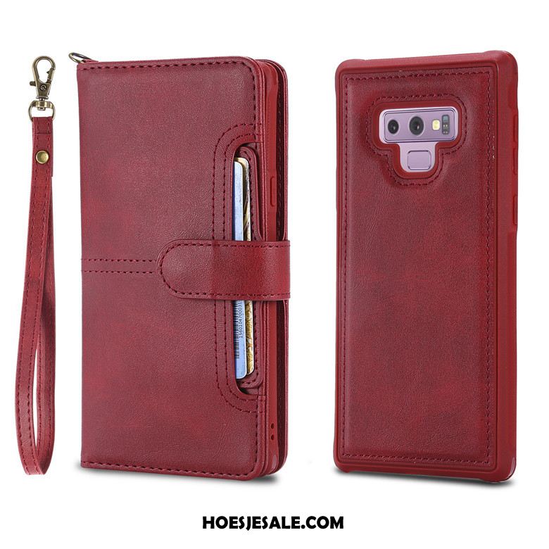 Samsung Galaxy Note 9 Hoesje Wijnrood Leren Etui Bescherming Folio Hoes