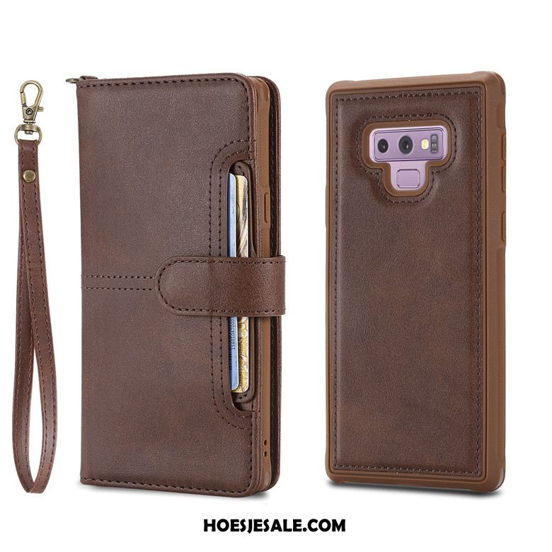 Samsung Galaxy Note 9 Hoesje Wijnrood Leren Etui Bescherming Folio Hoes