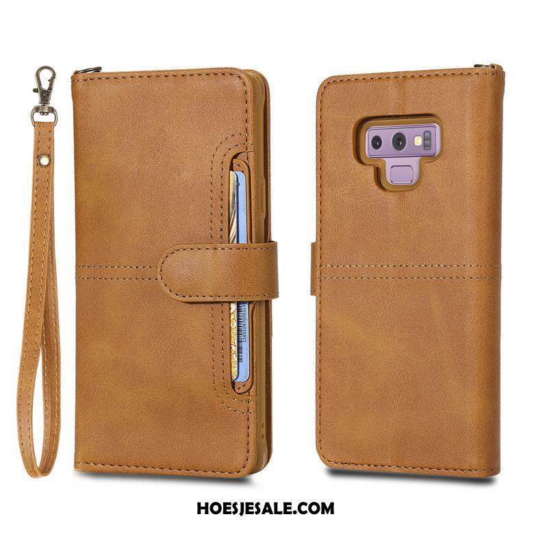 Samsung Galaxy Note 9 Hoesje Wijnrood Leren Etui Bescherming Folio Hoes