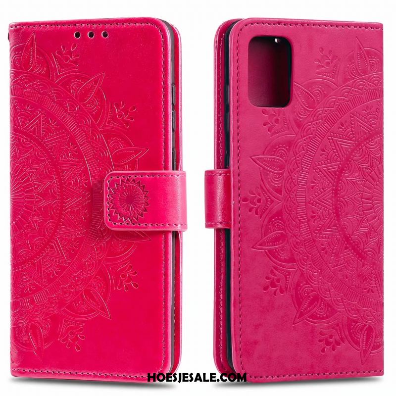 Samsung Galaxy Note20 Hoesje Leren Etui Kaart Clamshell Tas Roze Winkel