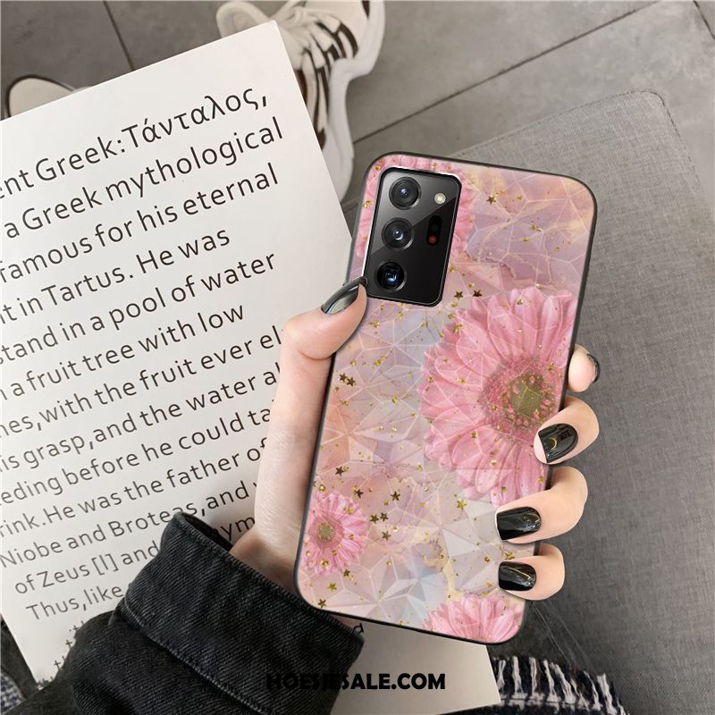 Samsung Galaxy Note20 Ultra Hoesje Anti-fall Roze Mobiele Telefoon Bloemen Patroon Goedkoop