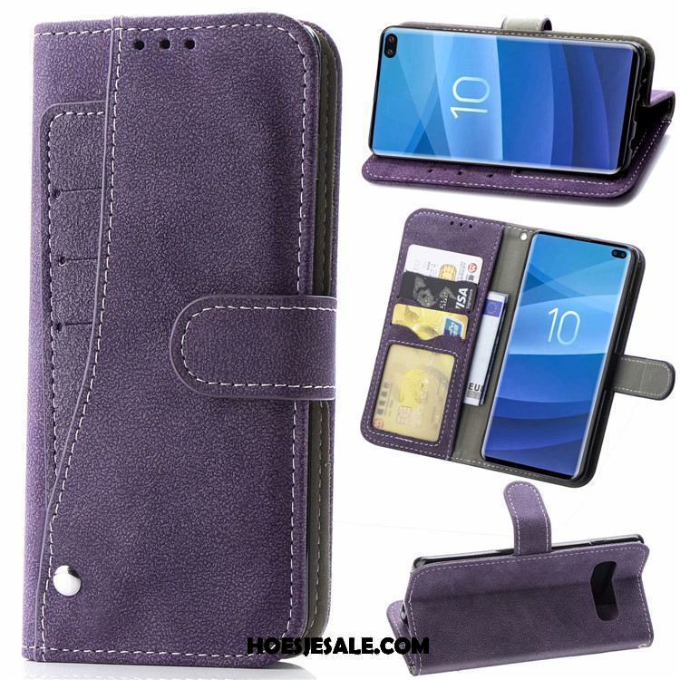 Samsung Galaxy S10 Hoesje Blauw Ster Mobiele Telefoon Leren Etui Schrobben Goedkoop