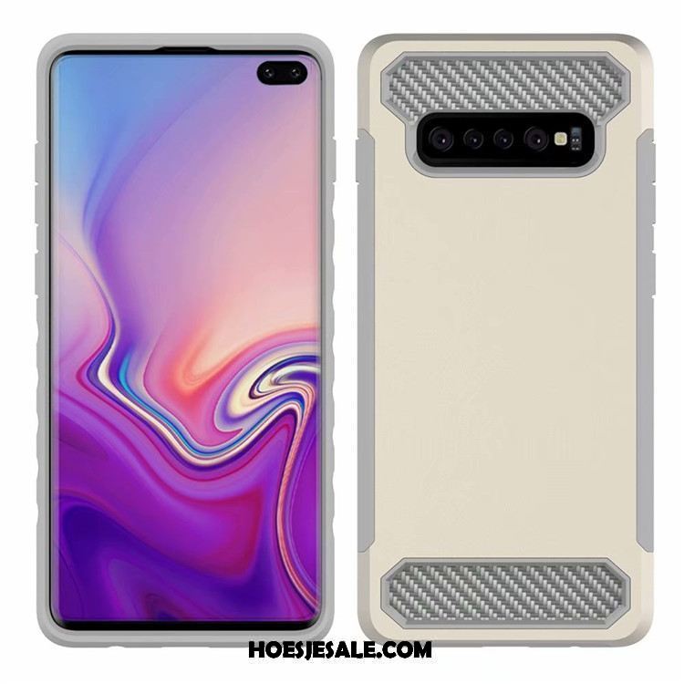 Samsung Galaxy S10 Hoesje Fiber Groen Patroon Bedrijf Anti-fall Goedkoop