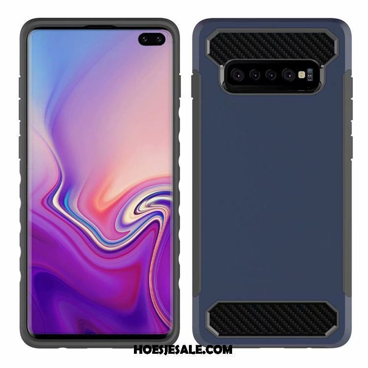 Samsung Galaxy S10 Hoesje Fiber Groen Patroon Bedrijf Anti-fall Goedkoop