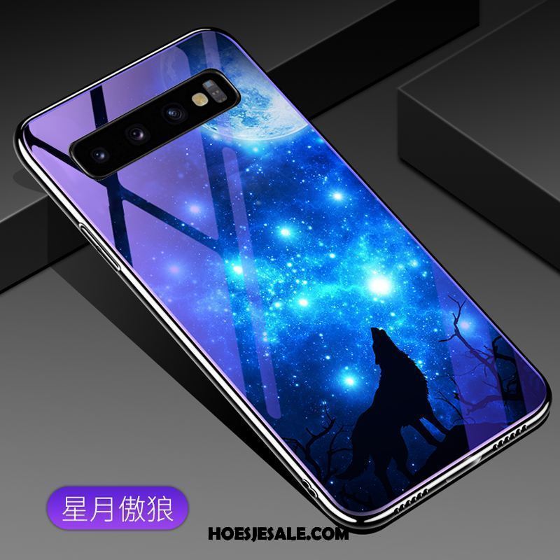 Samsung Galaxy S10 Hoesje Glas Ster Blauw Scheppend Hard Sale