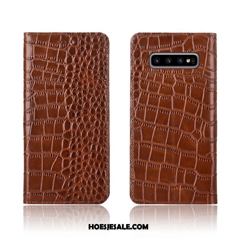 Samsung Galaxy S10+ Hoesje Mobiele Telefoon All Inclusive Krokodil Leren Etui Anti-fall Kopen