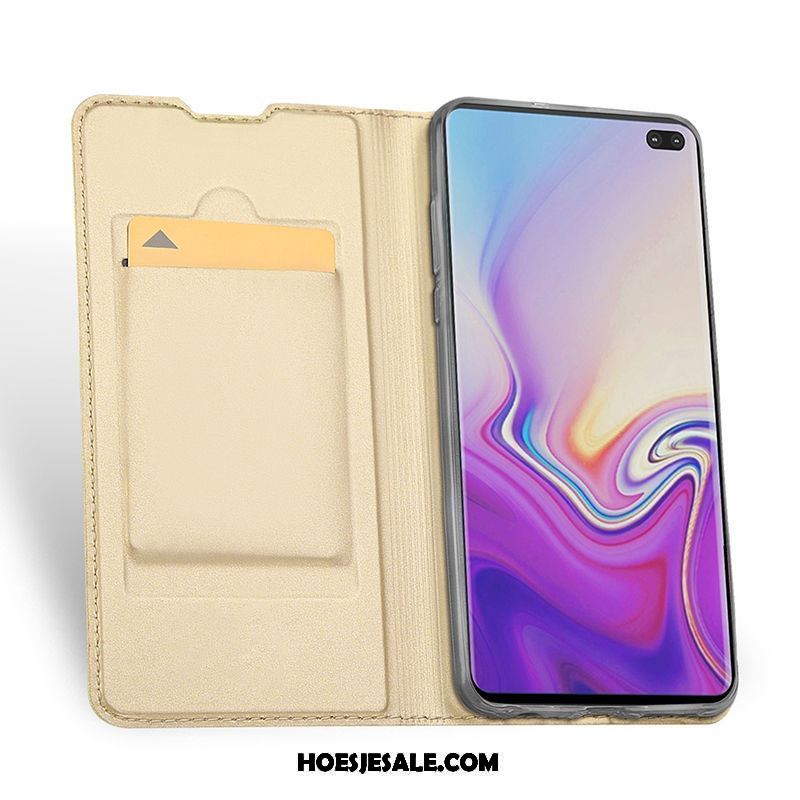 Samsung Galaxy S10 Hoesje Mobiele Telefoon Bescherming Ster Zwart Echt Leer Goedkoop