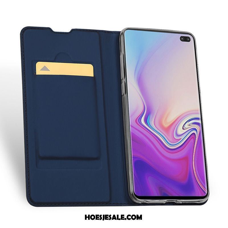 Samsung Galaxy S10 Hoesje Mobiele Telefoon Bescherming Ster Zwart Echt Leer Goedkoop