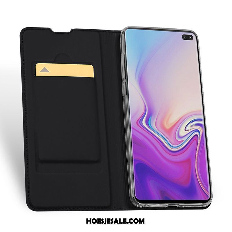 Samsung Galaxy S10 Hoesje Mobiele Telefoon Bescherming Ster Zwart Echt Leer Goedkoop