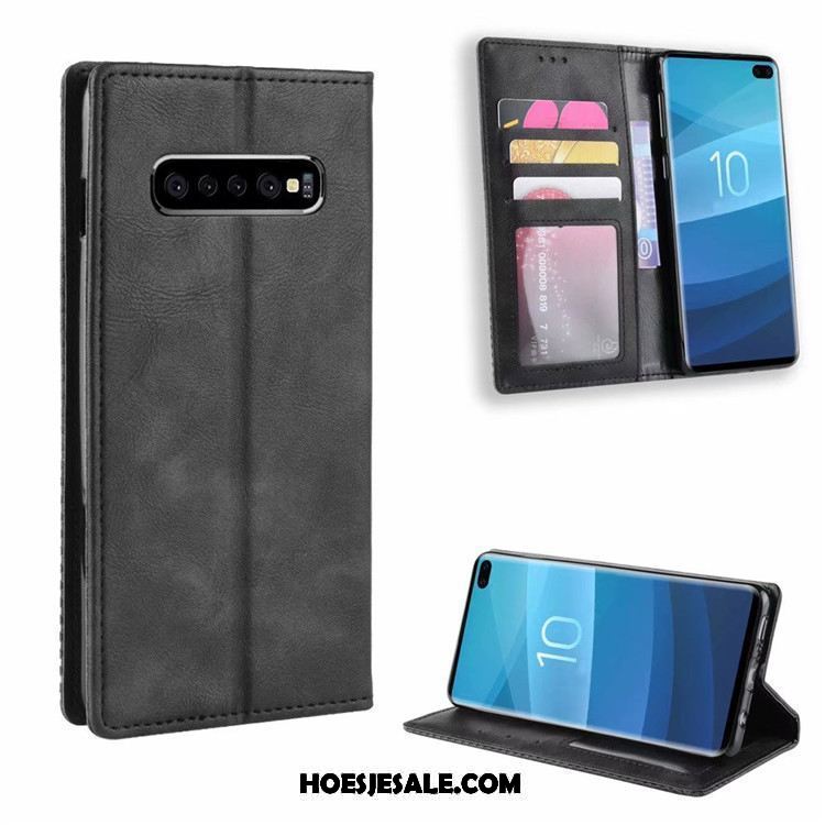 Samsung Galaxy S10 Hoesje Patroon Leren Etui Ster Blauw Bescherming Kopen