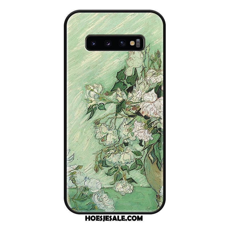 Samsung Galaxy S10+ Hoesje Reliëf Groen Trend Ster Olieverfschilderij Aanbiedingen