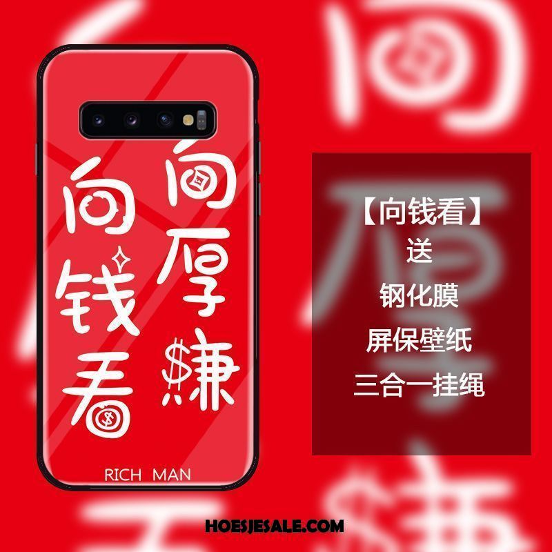 Samsung Galaxy S10 Hoesje Ster Mobiele Telefoon Net Red Gehard Glas Anti-fall Kopen