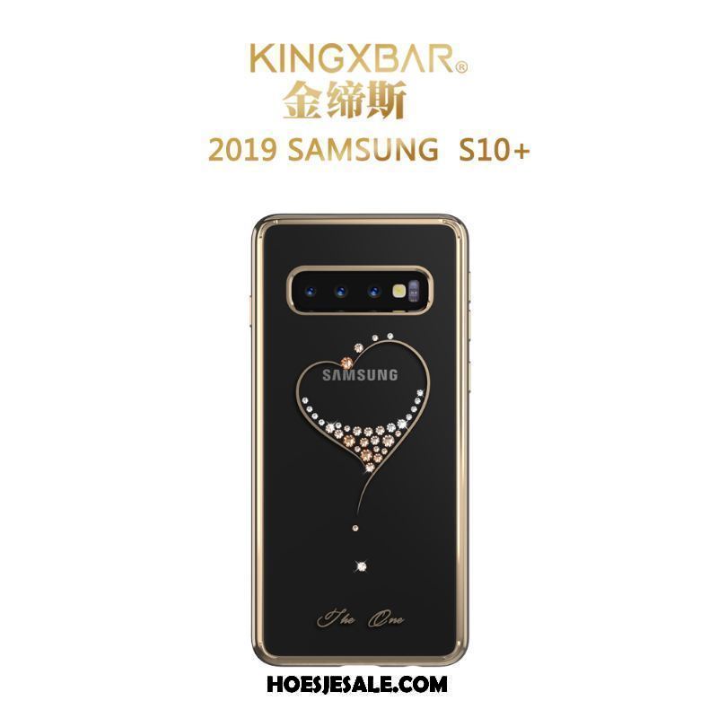 Samsung Galaxy S10+ Hoesje Trendy Merk Bloemen Mobiele Telefoon High End Goud Winkel