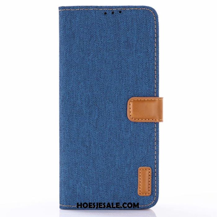 Samsung Galaxy S10 Lite Hoesje Blauw Leren Etui Denim Bescherming Folio
