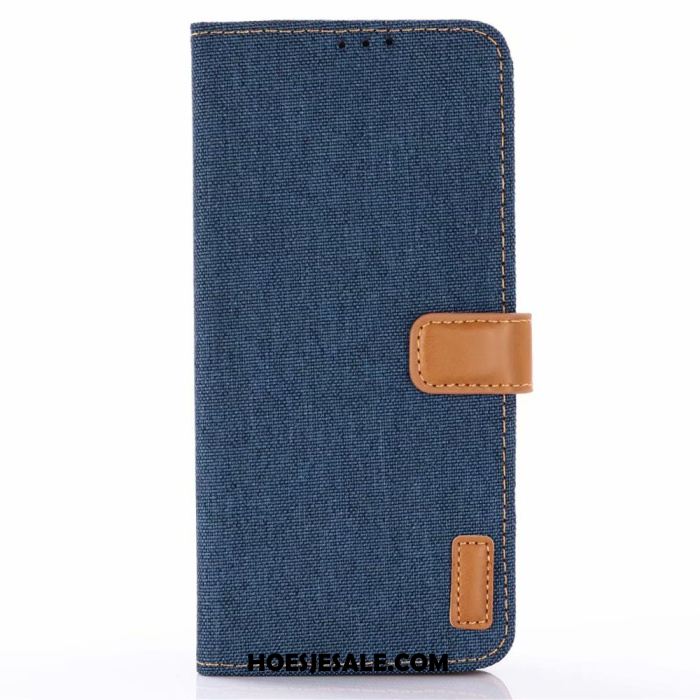 Samsung Galaxy S10 Lite Hoesje Blauw Leren Etui Denim Bescherming Folio