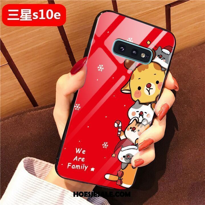 Samsung Galaxy S10e Hoesje All Inclusive Anti-fall Net Red Rood Glas