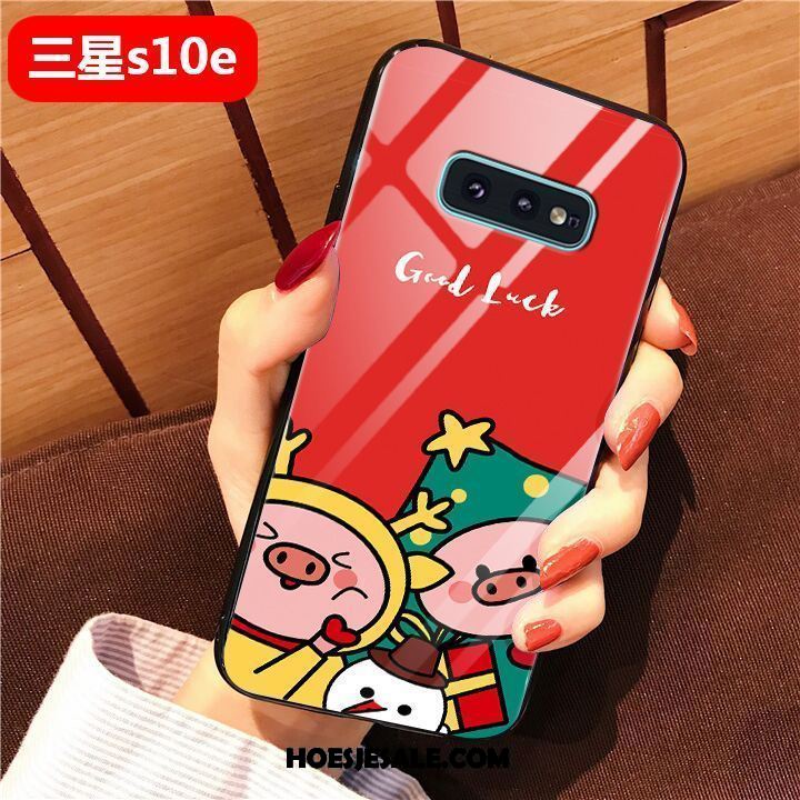 Samsung Galaxy S10e Hoesje All Inclusive Anti-fall Net Red Rood Glas