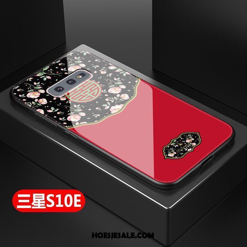 Samsung Galaxy S10e Hoesje Bescherming Hard Zacht Rood Hoes Winkel