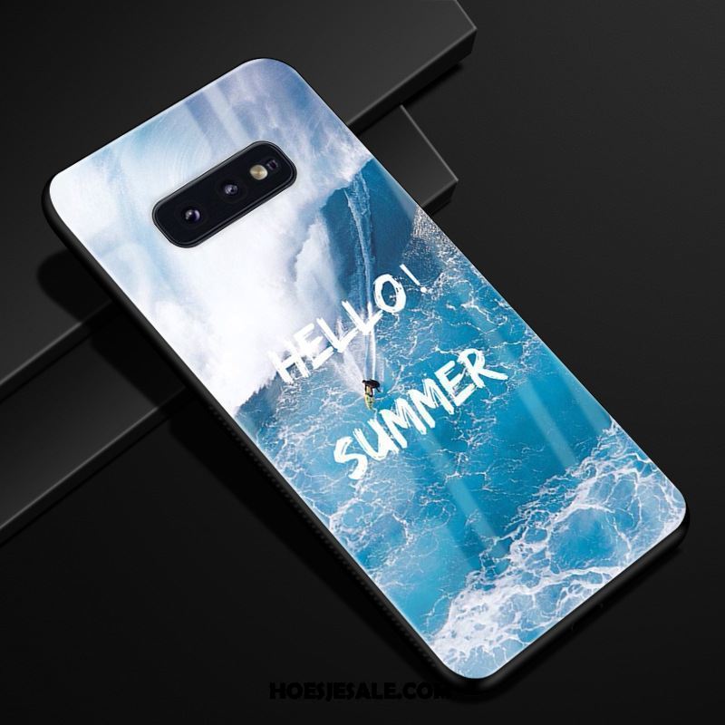 Samsung Galaxy S10e Hoesje Blauw Zacht Glas Hoes Mobiele Telefoon Sale