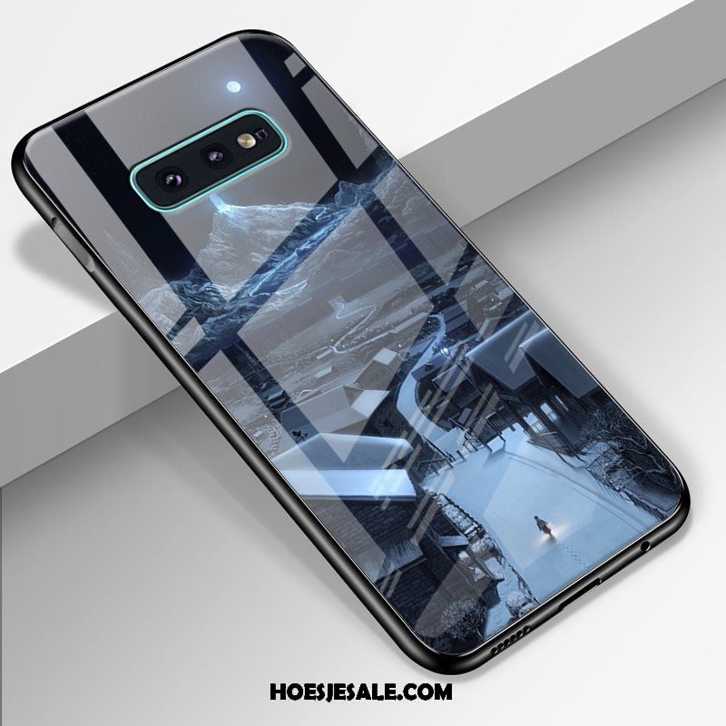 Samsung Galaxy S10e Hoesje Donkerblauw Ster High End Scheppend Gehard Glas Korting