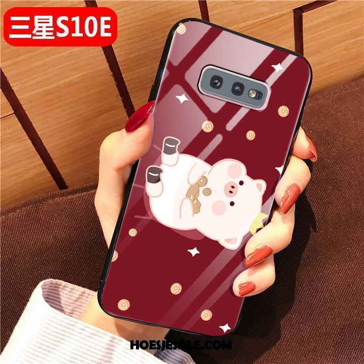 Samsung Galaxy S10e Hoesje Mode Hoes Glas Rood All Inclusive Goedkoop