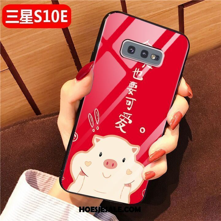 Samsung Galaxy S10e Hoesje Mode Hoes Glas Rood All Inclusive Goedkoop