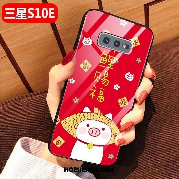 Samsung Galaxy S10e Hoesje Mode Hoes Glas Rood All Inclusive Goedkoop