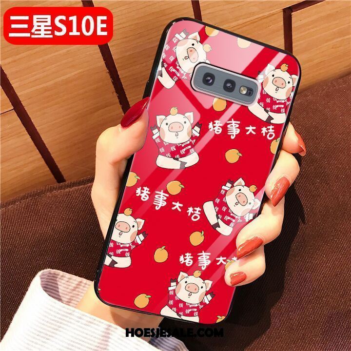 Samsung Galaxy S10e Hoesje Mode Hoes Glas Rood All Inclusive Goedkoop