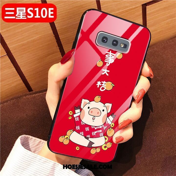 Samsung Galaxy S10e Hoesje Mode Hoes Glas Rood All Inclusive Goedkoop