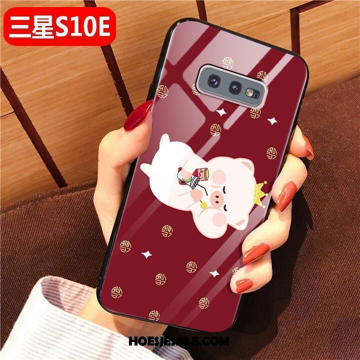 Samsung Galaxy S10e Hoesje Mode Hoes Glas Rood All Inclusive Goedkoop