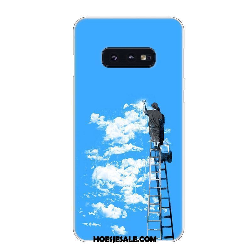 Samsung Galaxy S10e Hoesje Wit Ster Blauw Bescherming Zacht