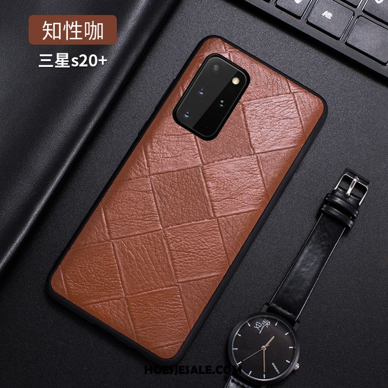 Samsung Galaxy S20+ Hoesje Leer Eenvoudige Bedrijf Echt Leer High End Goedkoop