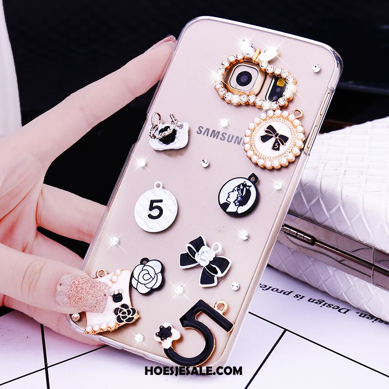 Samsung Galaxy S6 Edge Hoesje Bescherming Goud Met Strass Ster Hoes Sale