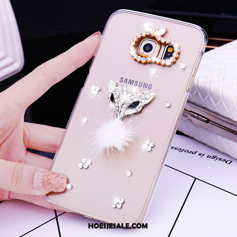 Samsung Galaxy S6 Edge Hoesje Bescherming Goud Met Strass Ster Hoes Sale