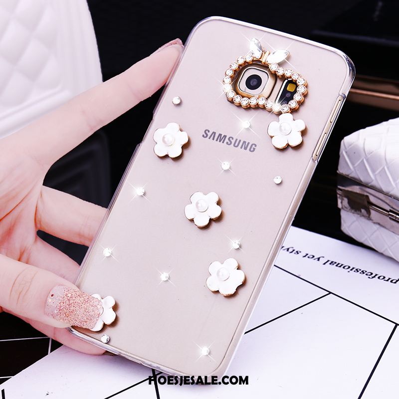 Samsung Galaxy S6 Edge Hoesje Bescherming Goud Met Strass Ster Hoes Sale