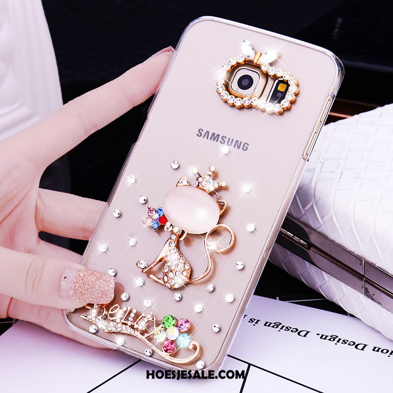 Samsung Galaxy S6 Edge Hoesje Bescherming Goud Met Strass Ster Hoes Sale